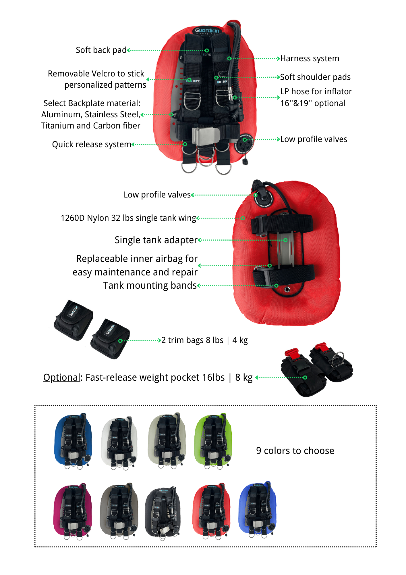HOTDIVE Tech Diving Donut BCD with Single Tank Quick Adjustable Hard Harness