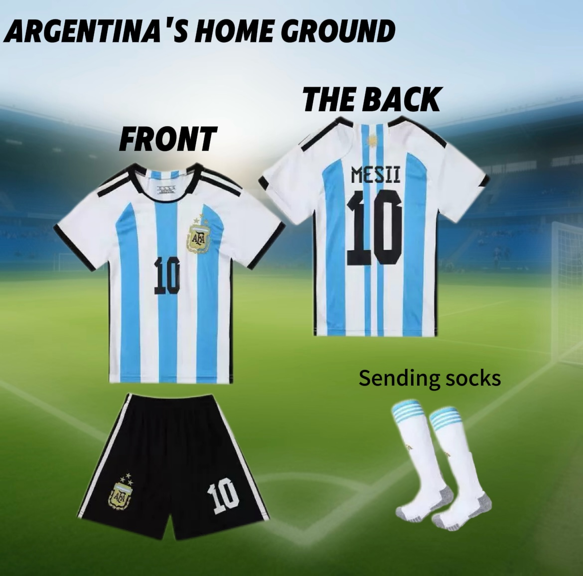 男女孩足球球衣，3 件套儿童 10 号球衣，儿童青少年足球训练服套装