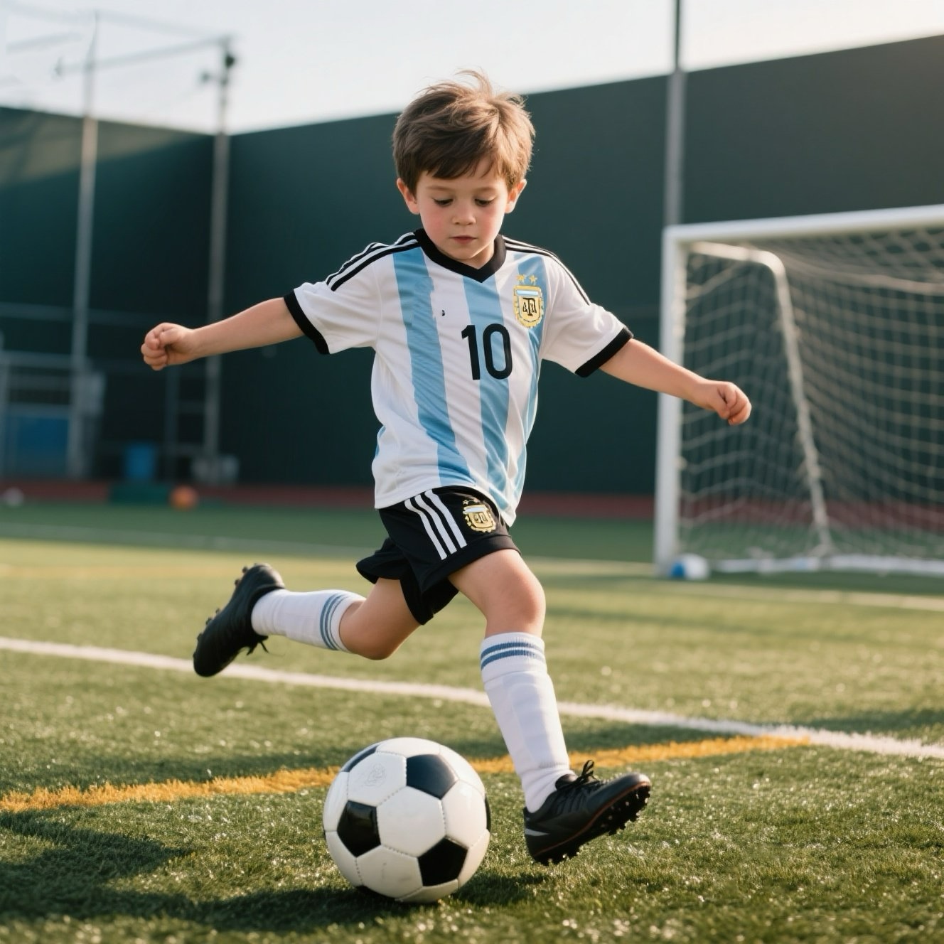 男女孩足球球衣，3 件套儿童 10 号球衣，儿童青少年足球训练服套装