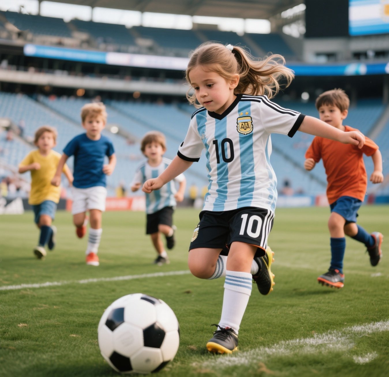 男女孩足球球衣，3 件套儿童 10 号球衣，儿童青少年足球训练服套装