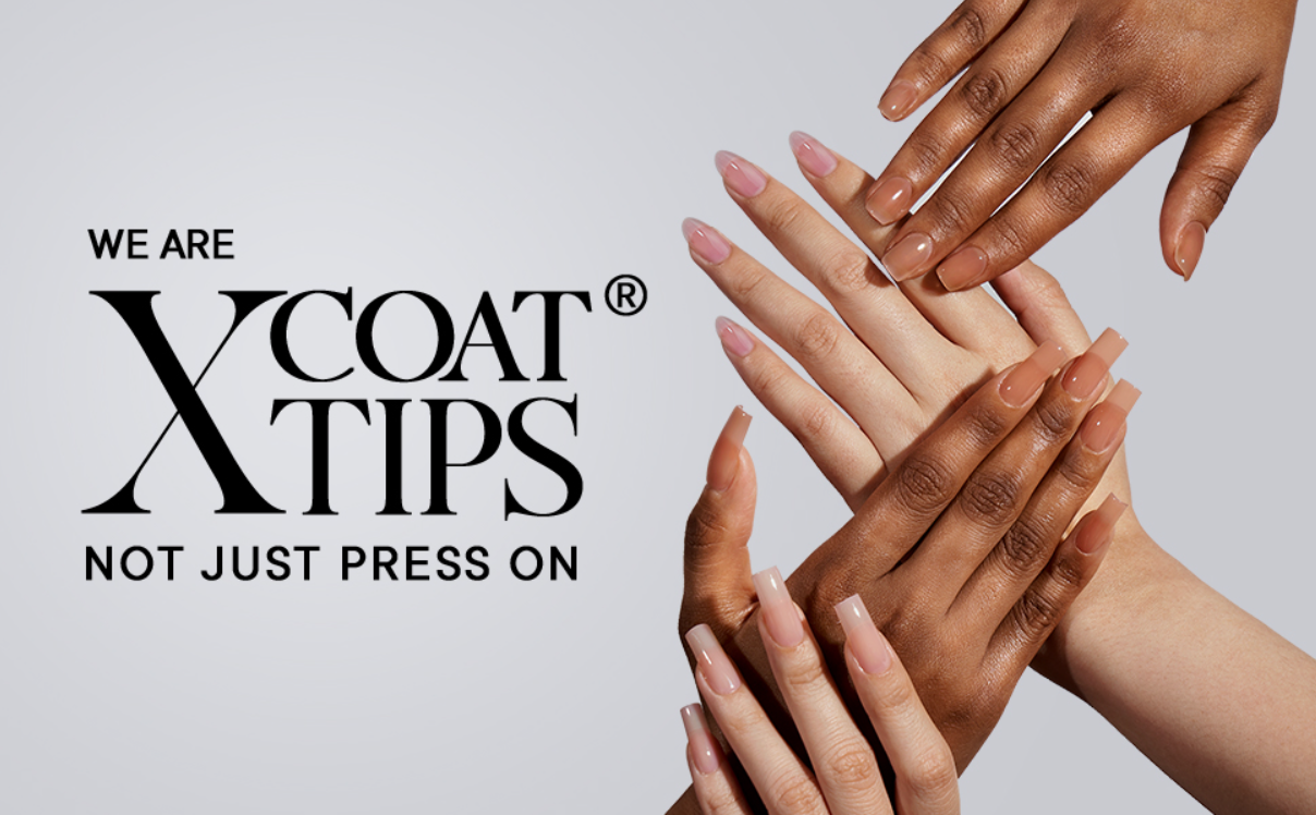 BTArtbox almond pressed nail - soft gel nail tip medium XCOATTIPS natural color, with background col