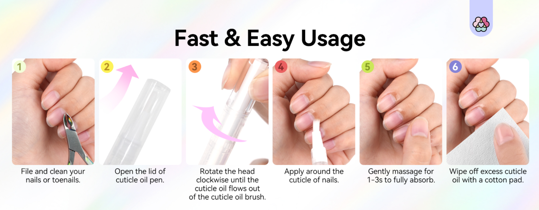 SAVILAND Natural Keratinum Oil Pen: 6-piece set containing Vitamin E for nail activation, stratum co