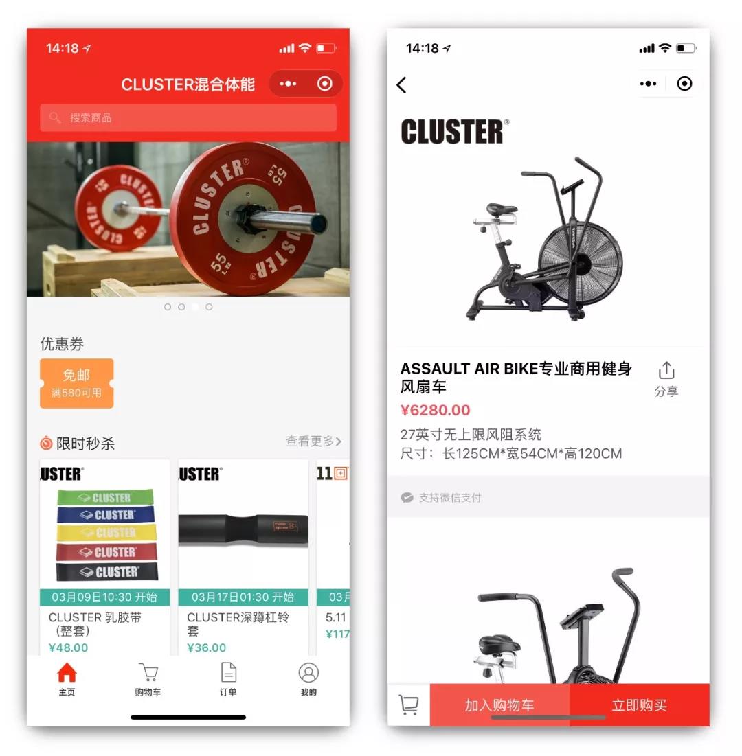 CLUSTER混合体能商城小程序