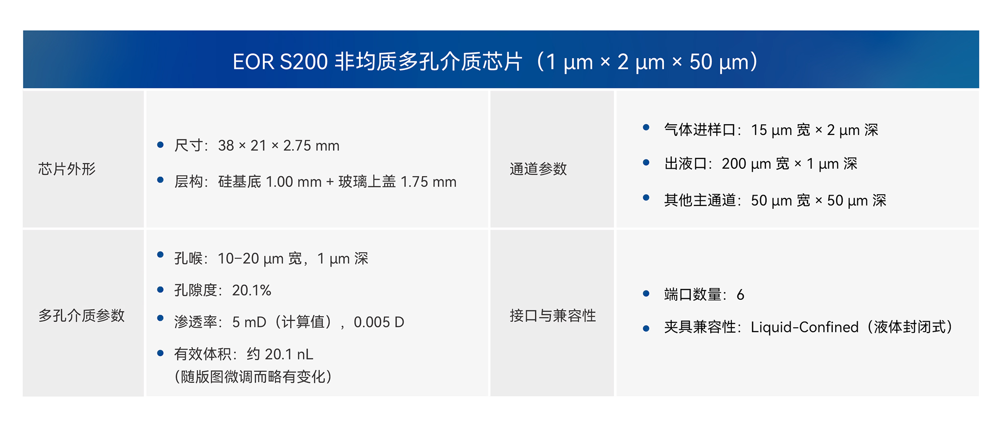 EOR S200 非均质多孔介质芯片
