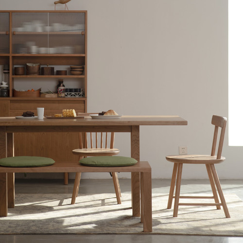 素元家具 | 晴朗餐桌|1.5m1.8m全实木樱桃木简约长方形餐桌工作桌