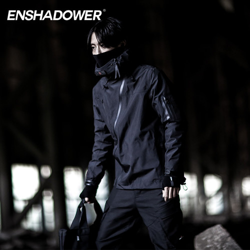 ENSHADOWER隐蔽者春装压胶机能冲锋衣男黑色战术服连帽国潮外套