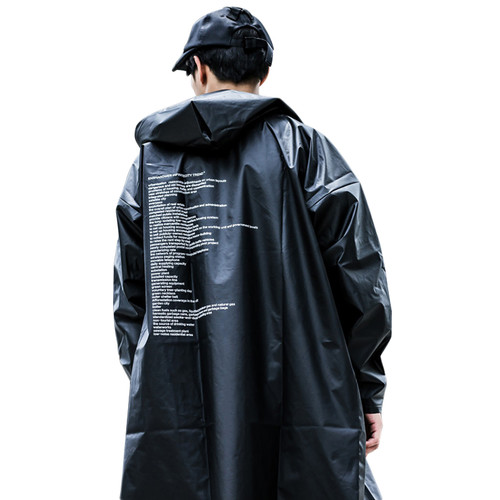 ENSHADOWER隐蔽者黑色潮牌字母印花雨衣外套EVA户外运动长款雨披