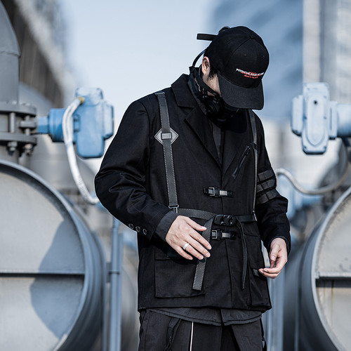ENSHADOWER隐蔽者可拆卸战术西装外套工装机能风黑色宽松休闲夹克