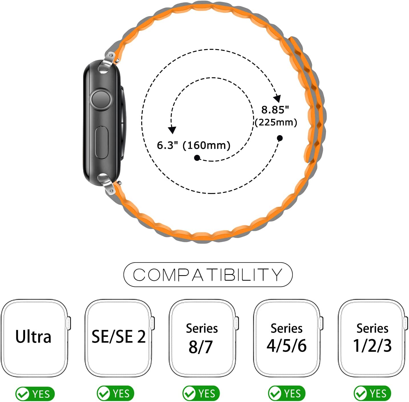 Tasikar Compatible with Apple Watch Band 49mm 45mm 44mm 42mm Silicone Magnetic Loop Bands [Double Sided Wearable] Designed for Apple Watch Ultra 2