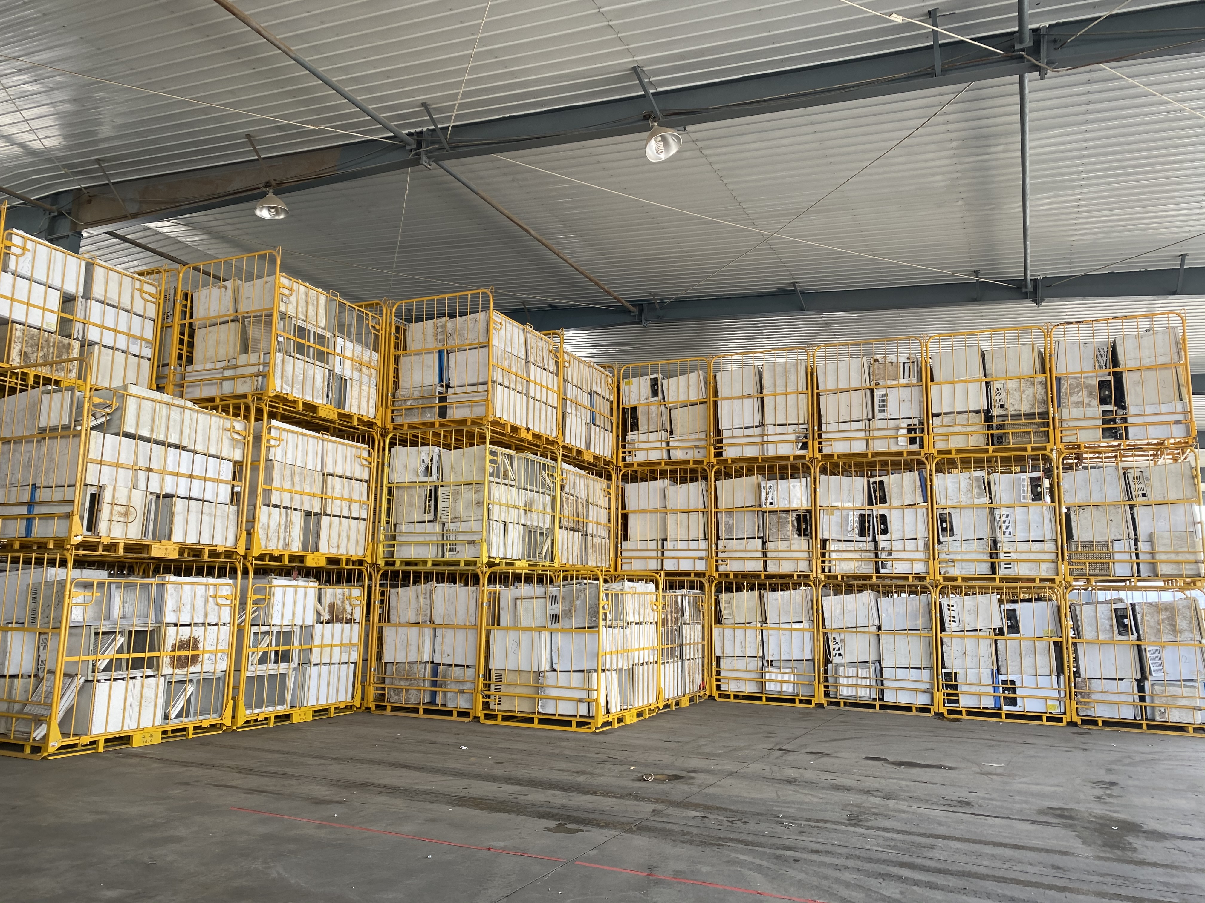 used appliance storage cage; wire mesh container; white goods recycling; e-waste recycling; reverse logistics