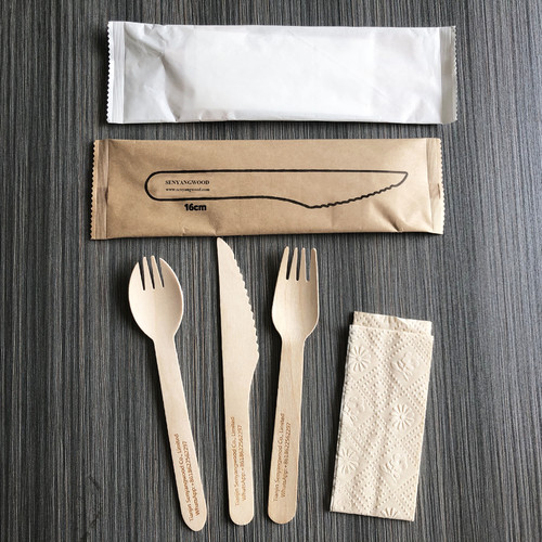 套装刀叉勺，无塑独立包装木餐具