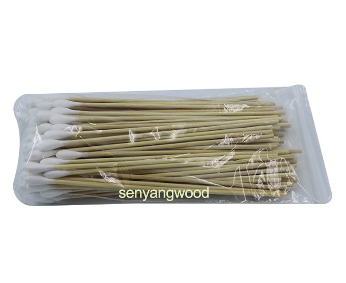 6" non-sterile 150 mm long wooden cotton swab sticks