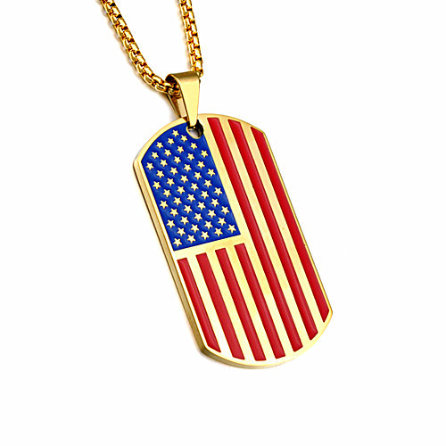 Customized logo national flag engraving enamel army jewels personal country military use necklace