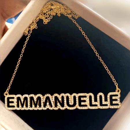 Personalized diamante crystal rhinestone name plate necklaces wholesale