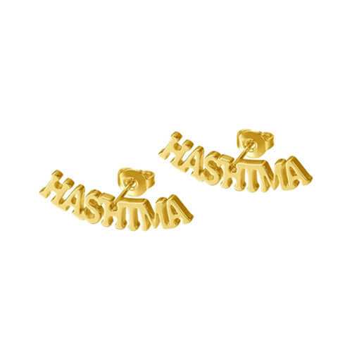 Wholesale bling personalized name studs earrings bamboo hoops  
