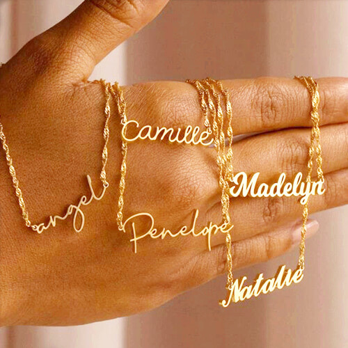 18k gold thick cuban rope chain name necklaces wholesale