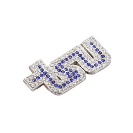 Bling iced rhinestone crystal diamante name brooch pins badge wholesale