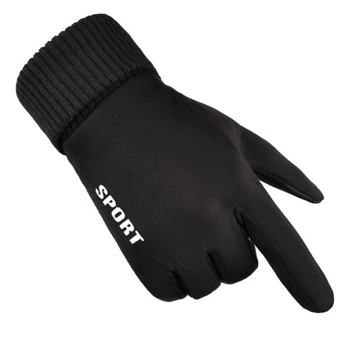 Men's full finger outdoor touch screen suede gloves