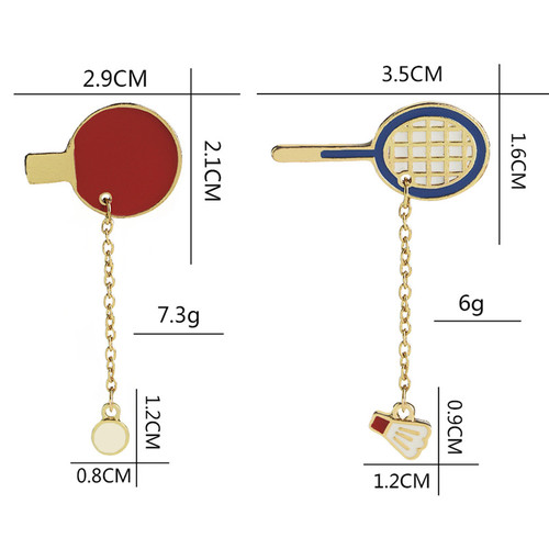 Creative badminton table tennis enamel custom metal set jewelry brooch pin movement gift souvenir