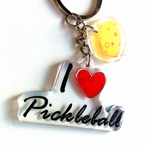 pickleball ball custom printed heart epoxy paint acrylic  keyring keychain blank acrylic custom 
