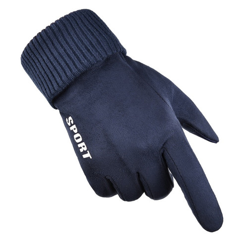 Men's full finger outdoor touch screen suede gloves