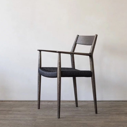 Karimoku日本进口北欧设计师款简约休闲单人椅实木扶手办公椅餐椅