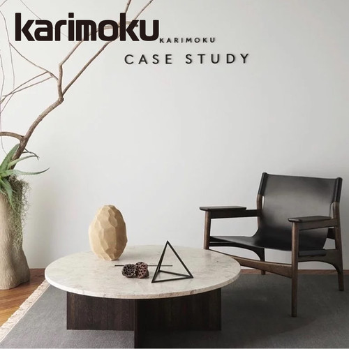 Karimoku日本进口北欧简约休闲单椅小户型客厅帆布实木阳台休闲椅