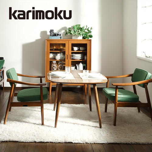 karimoku60小户型经典复古餐桌咖啡厅椭圆形咖啡桌