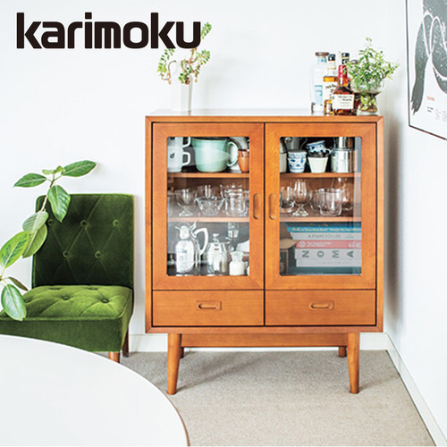 Karimoku60日本进口复古实木餐边柜餐厅厨房收纳柜碗柜多功能储物