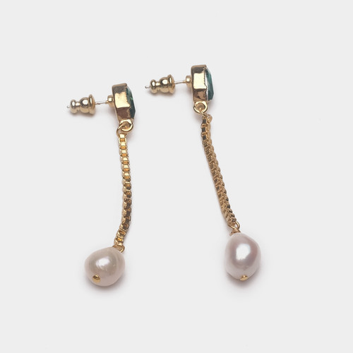 EH30616-C15绿石珍珠耳环