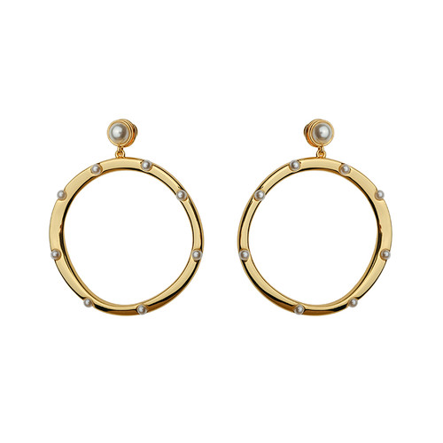 EH30221-E140金色珍珠大圈耳环