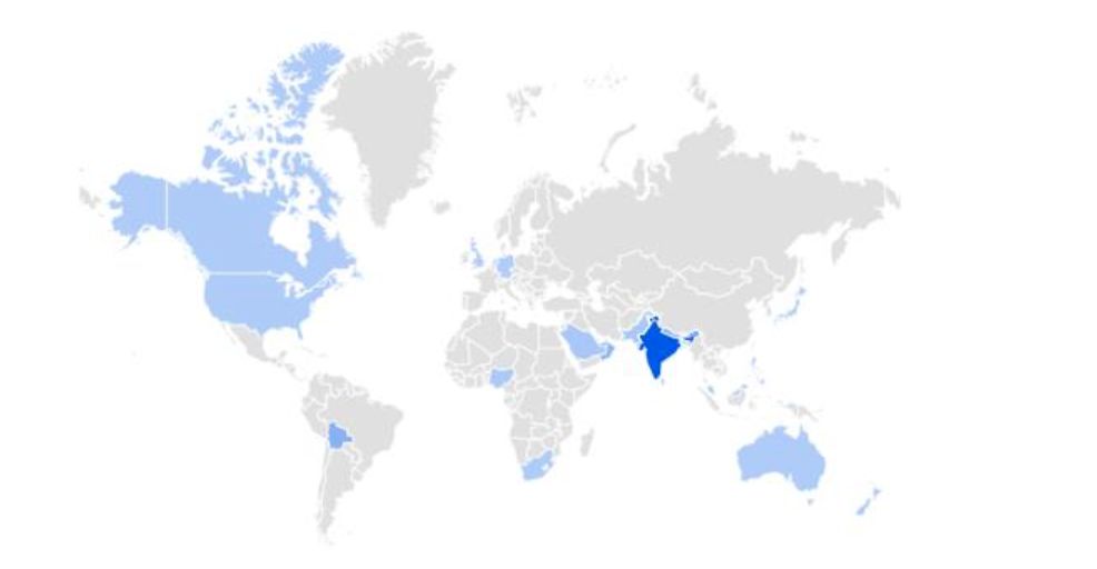 “Made In India“全球区域关注热度