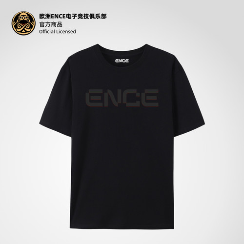 ENCE纯黑立体LOGO周边T恤