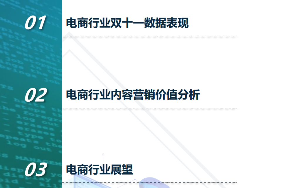 双十一电商行业研究报告目录内容