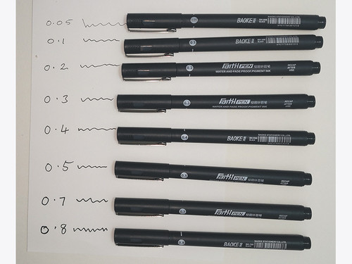 8 Drawing Pens 0.05, 0.1, 0.2, 0.3, 0.4, 0.5, 0.7, 0.8