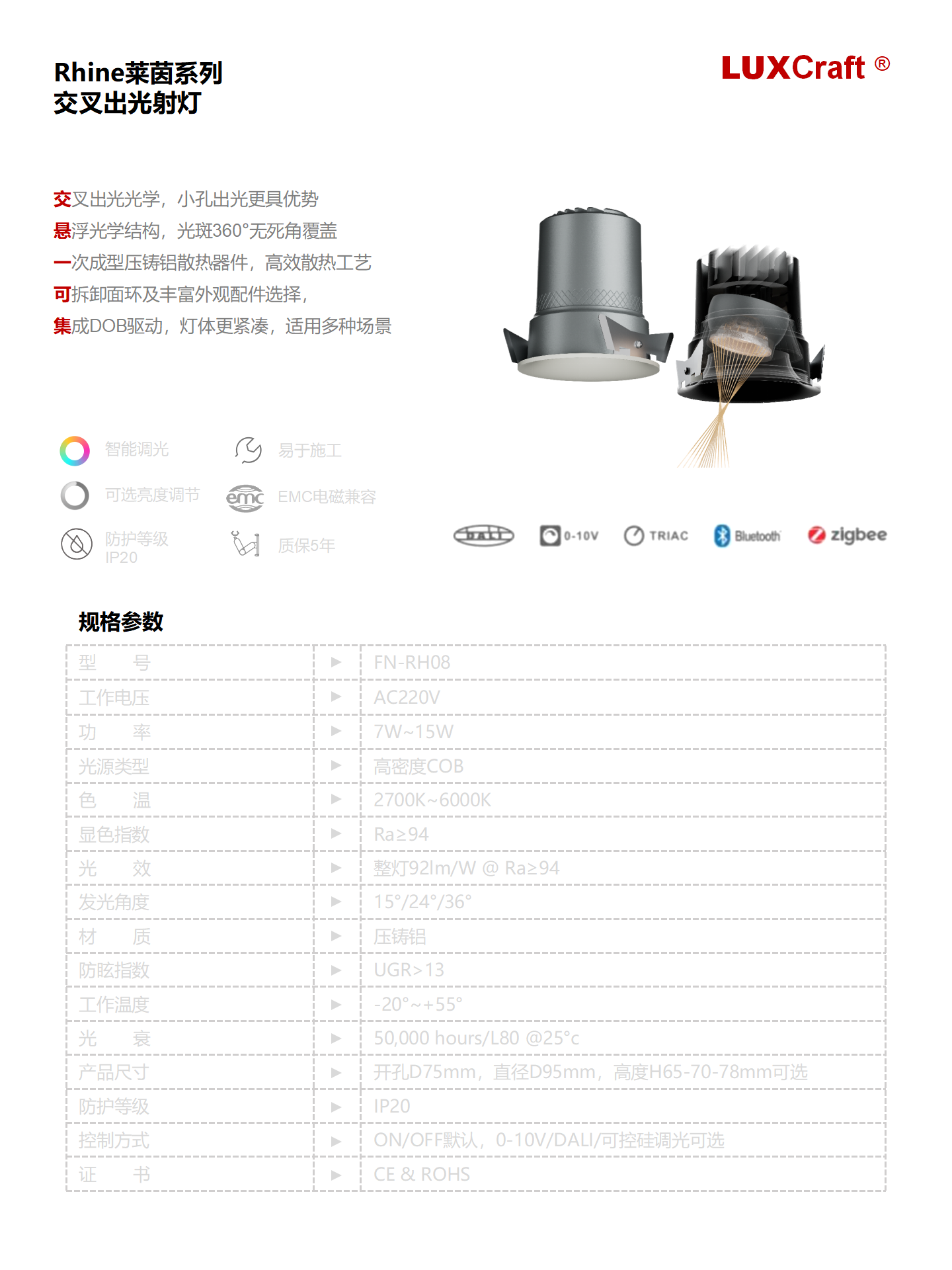 Rhine莱茵交叉出光射灯 精致光学组合