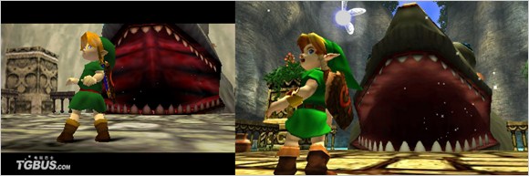 《塞尔达传说：时之笛》N64版与3DS画面对比（图片来源：电玩巴士）