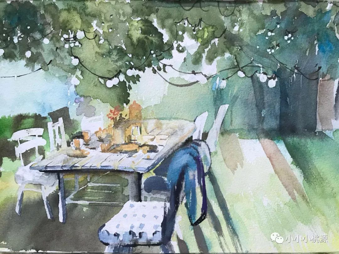 夏日午后，纸上水彩，160*180，亚男画于大连的家中