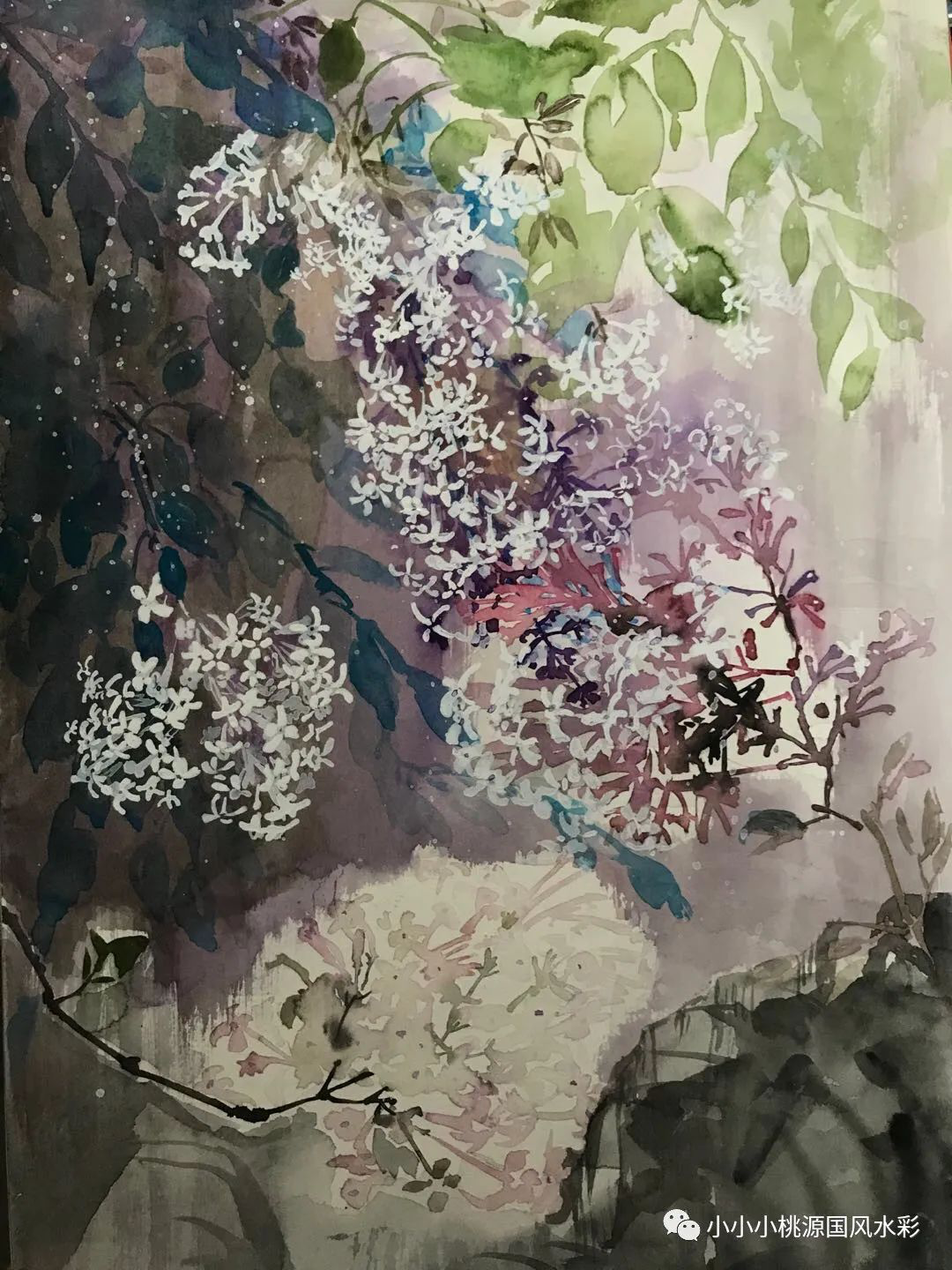 丁香花神，纸上水彩，380*260，亚男画于大连工作室