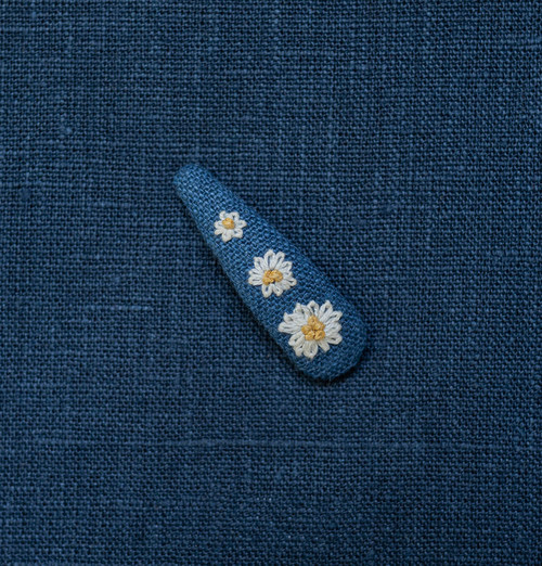 Tiny Flora-navy blue/Embroidery Clip/单个刺绣发夹