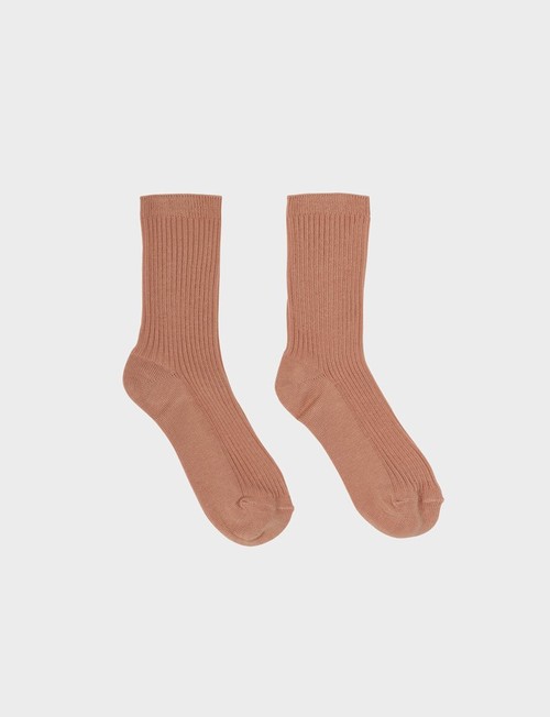 LIMONADE - Ankle Ribbed Socks Terracotta
