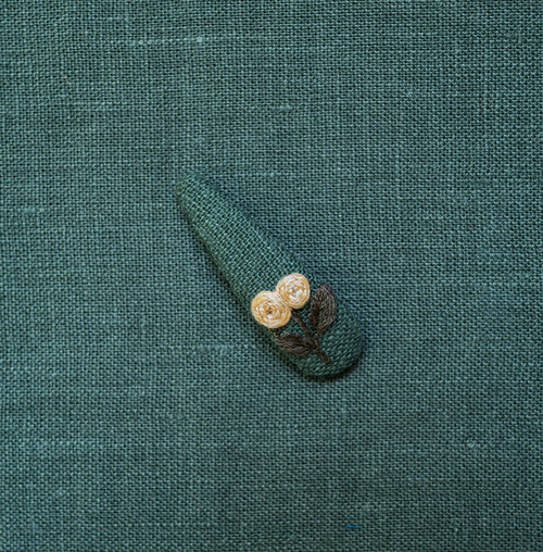 Tiny Flora-castleton green/Embroidery Clip/单个刺绣发夹