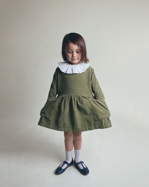 AS WE GROW-Pocket Dress Longsleeve-Olive