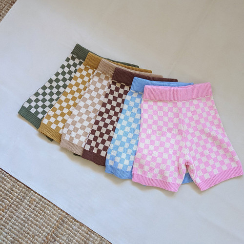 Tiny trove -Adult Quincy Checkerboard Knit Shorts