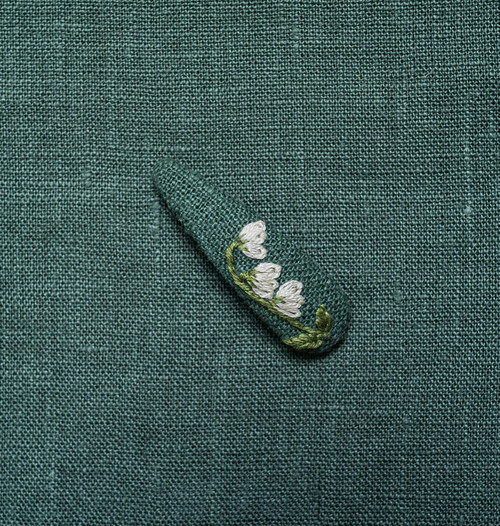 Tiny Flora-castleton green/Embroidery Clip/单个刺绣发夹