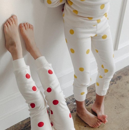 Mabokids--organic cotton spotted pajamas-yellow-dot