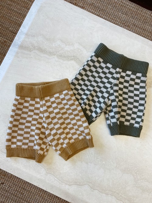 Tiny trove -Adult Quincy Checkerboard Knit Shorts