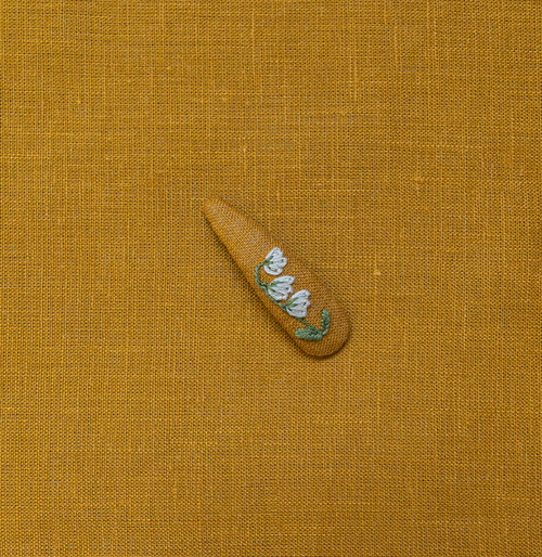 Tiny Flora -  light khaki / Embroidery Clip / 刺绣单个发夹