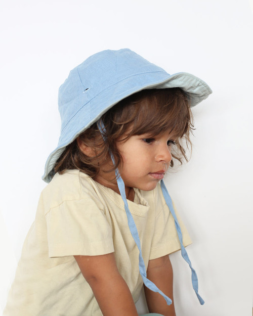 SUMMER AND STORM - BABY SUN HAT WITH TIES - OCEAN