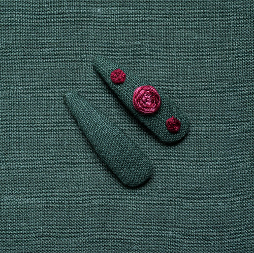 Tiny Flora- castleton green /Embroidery+Pure Clip Set /刺绣+无刺绣套装